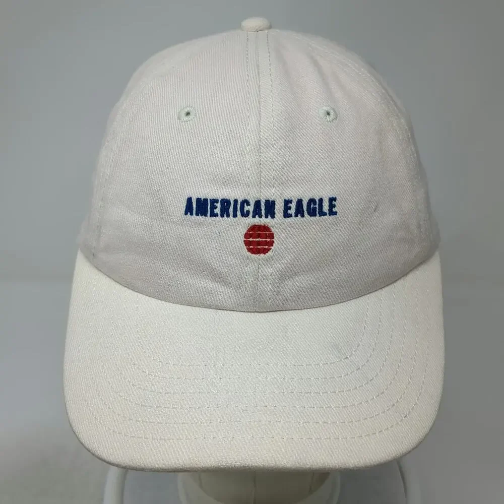 American Eagle Baseball Cap Beige One Size Embroidered Logo Twill Slideback Hat